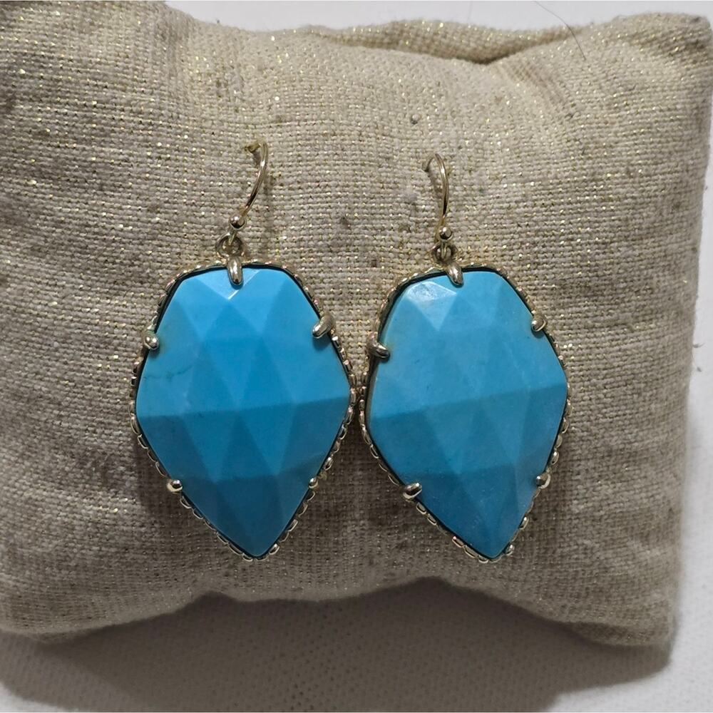 Kendra Scott Turquoise and Gold Corley Dangle Drop Earrings